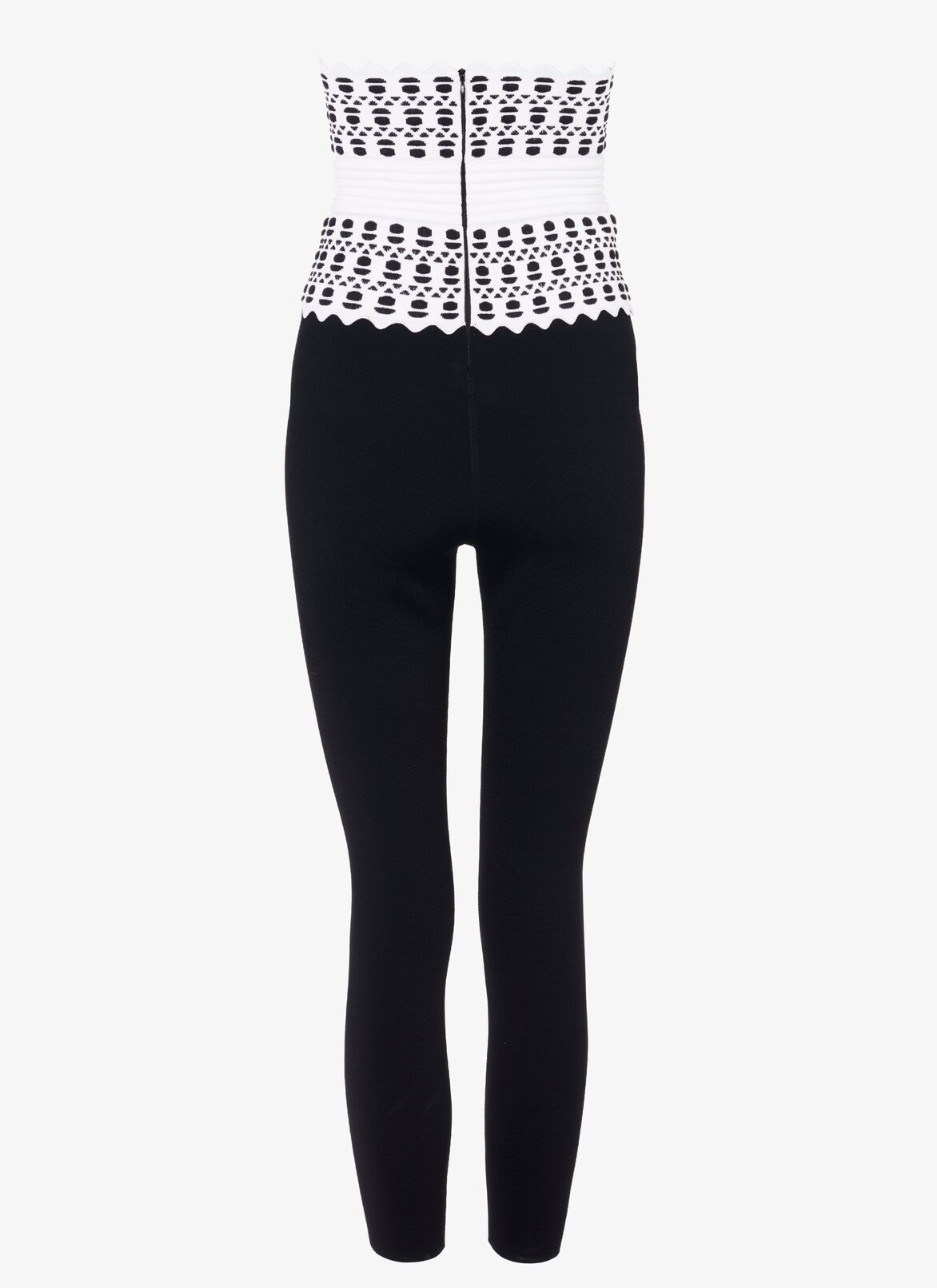 STRETCH LEGGINGS WITH CORSET BELT ALAÏA WHITE/BLACK STRETCH LEGGINGS WITH CORSET BELT